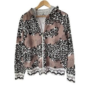 Ac-tiv-ology Animal Print Zipper Long Sleeve Hoodie, Large